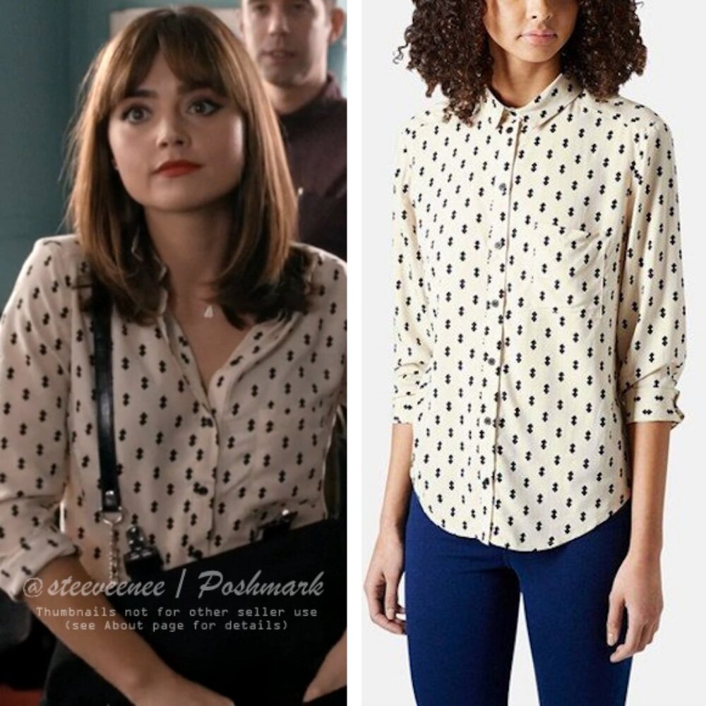 Topshop Tall Diamond Print Shirt ASO Spencer Hastings & Clara Oswald